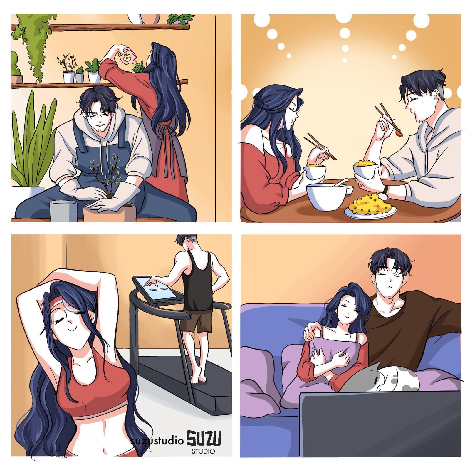 The artist presents a beautiful story from the life of a loving couple